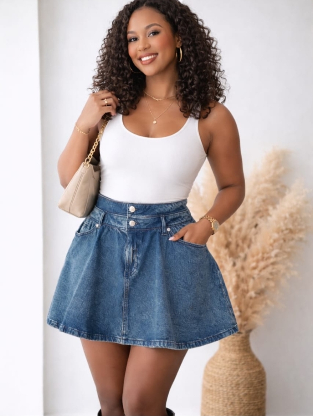 Scoop Denim Mini Skirt Size 12 NWT Double Waistband Acid Wash A-Line Skater - Picture 7 of 8